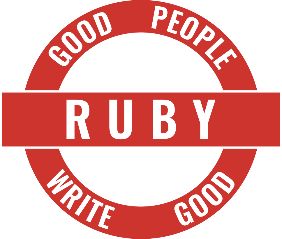Example sticker design with the phrase 'Good People Write Good Ruby'